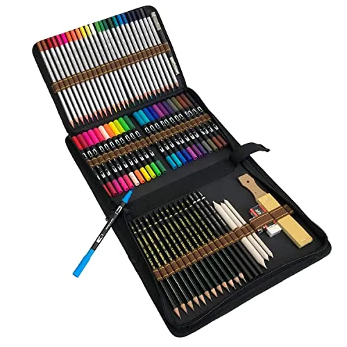 Malstifte Dual Tip Pinselstifte - 70-teiliges Zeichenset - Buntstifte für Erwachsene: Professionelles Set mit 24 Bunt- und Farbstiften, inklusive Dual Tips für präzises Zeichnen und Schattieren. Ideal für Künstler und kreative Köpfe!