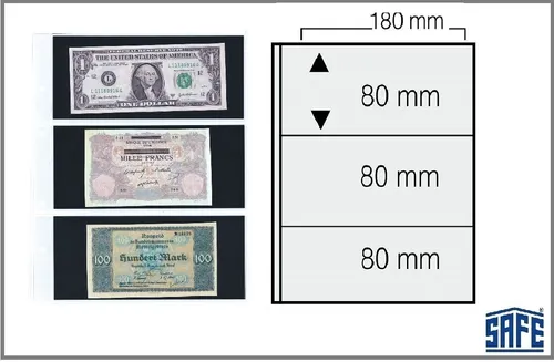 1-SAFE-1278-ARTline-Ergänzungsblätter-Banknotenhüllen-3-Fächer-80x180mm