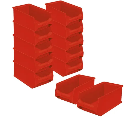 BRB 12x Sichtbox LB3 in Rot – 350x200x150 mm - Hochwertige Sichtbox aus Polypropylen, ideal für die Lagerung von Kleinteilen. Stapelsicher und temperaturbeständig von -20°C bis +80°C. Perfekt für Werkstatt und Transport.