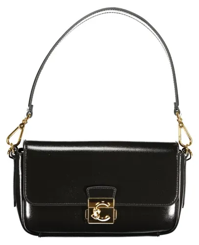 C-Me Lock Shiny Medium Schultertasche 24 cm - Schwarz - Elegante Schultertasche aus hochwertigem Glattleder mit glänzendem Lacküberzug. Kompakt und praktisch für den Alltag, verstellbarer Schulterriemen für hohen Tragekomfort.