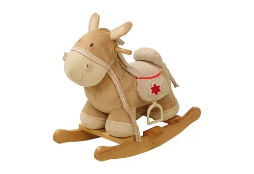 roba® Schaukelpferd aus Holz mit Stoffpolsterung - Schaukeltiere für Kinder ab 18 Monaten, belastbar bis 25 kg, bietet sicheren Spaß und komfortable Polsterung für unvergessliche Abenteuer.