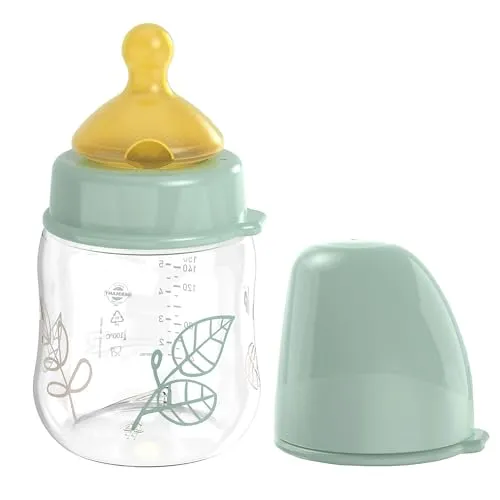 nip – Weithalsflasche | Babyflasche mit Ventil für optimalen Lufteinstrom und zwei Naturkautschuk-Trinksauger. Stillfreundliche Babyflasche aus robustem Material | Gr. S, 150ml, Türkis