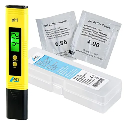 AGT pH Messgerät: Digitales pH-Wert-Testgerät mit ATC-Funktion & LCD-Display, pH 0-14 (pH Messer, pH Wert Messer, Digitaler Wertmesser)