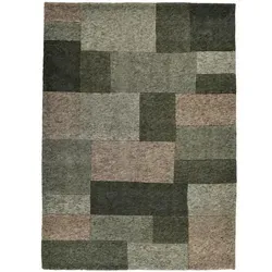 Theko Wollteppich, Grün, Textil, Patchwork, Rechteckig, 250x300 cm, GoodWeave, für Fußbodenheizung geeignet, Teppiche & Böden, Teppiche, Naturteppiche