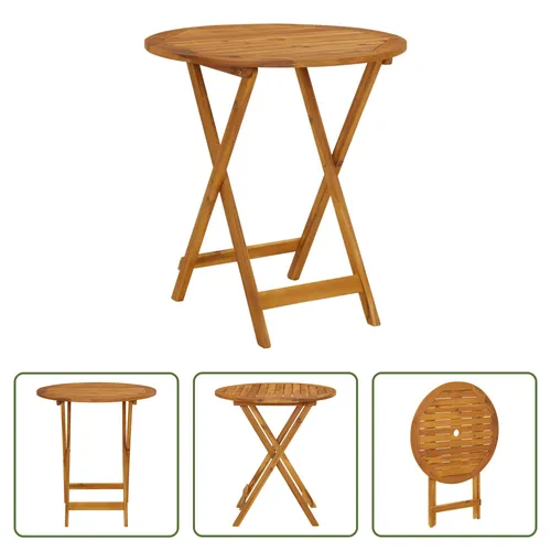 The Living Store Klappbarer Gartentisch 70 cm aus Akazienholz