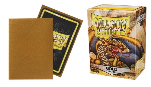 Dragon Shield Standard Sleeves - Matte Gold (5x100 Sleeves) - Schützen Sie Ihre Karten stilvoll mit diesen matten Goldhüllen. Ideal für Trading Card Spiele wie Magic: The Gathering, bieten sie langlebigen Schutz und eine elegante Optik.