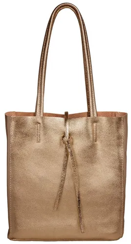 Caspar Schultertasche CLASSIC LINE - Mittelgroße Damen Leder Shopper Tasche No.814 - Elegante Damen Shopper-Tasche aus hochwertigem, italienischem Echtleder. Kompakt und praktisch, ideal für den Alltag mit viel Stauraum und einem sicheren Innenfach. Handgefertigt in der Toskana für höchste Qualität.