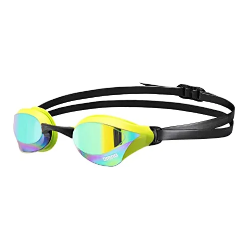 Arena Schwimmbrille Cobra Core Swipe Mirror - Schwimmbrille für Wettkämpfe, mit innovativer Swipe-Technologie für beschlagfreies Schwimmen und optimalen Komfort in der Farbe emerald_cyber_lime.