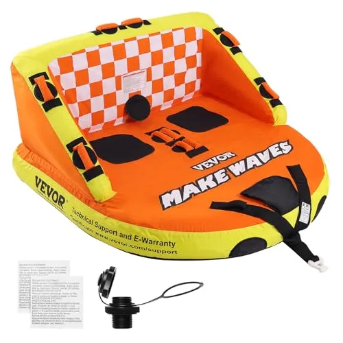 VEVOR Aufblasbarer Schleppschlauch für 1-2 Fahrer - Abschleppleinen für Boote, komfortables Fahrerlebnis mit hohen Rückenlehnen und breiten Seitenwänden, ideal für spannende Wassersportabenteuer.