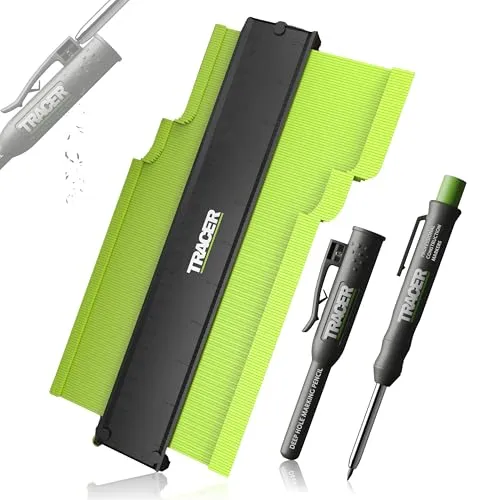 TRACER 250mm Konturenlehre mit Tracer Tieflochmarker Bleistift. Konturen Markier werkzeuge für Laminat Fliesen Teppiche Fußböden mit Zimmermannsbleistift. Geschenk für Männer Vater Ehemann.