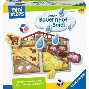 Ravensburger Würfelspiel Unser Bauernhof-Spiel - Gesellschaftsspiel für 2-4 Spieler ab 2 Jahren, kombiniert Würfeln und Puzzeln. Fördert Konzentration und Feinmotorik, während alle gemeinsam gegen die Regenwolke spielen.