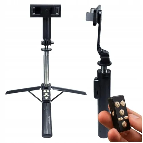 Forever Selfie Stick für Smartphone Schwarz - Phone Tripod Stativ mit einer Länge von 100cm und 360° Drehung - Handy Stativ für Smartphone und SelfieStick in einem - Selfie Stick Bluetooth Android iOS