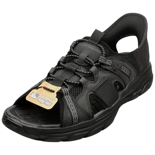 Skechers Herren Sandals - Bequeme Wandersandalen in Schwarz (44 EU) - Wanderschuhe für Herren, ideal für Outdoor-Aktivitäten, mit atmungsaktivem Material für optimalen Komfort.