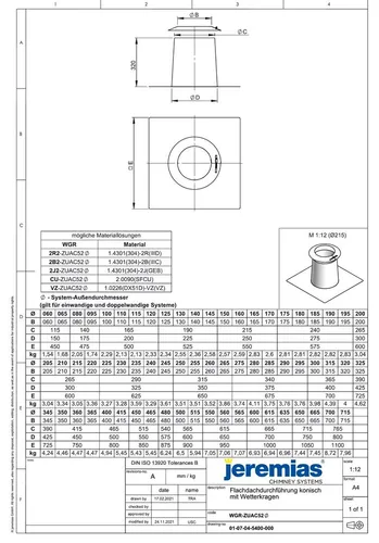 Jeremias DW Vision Flachdachdurchführung Ø 180 mm konisch