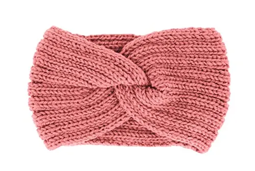 axy Damen Strick Stirnband mit Twist Knoten, Winter Haarband, Headband gestrickt Haarband (Altrosa)