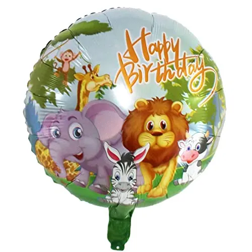 Happy Birthday Luftballons - Geniale Geschenkidee Deko für Geburtstage oder Partys Ballon Helium Folienballon klein mit für Kinder Dekoration Partydeko JGA Geschenkidee - Tiere Löwe Zebra