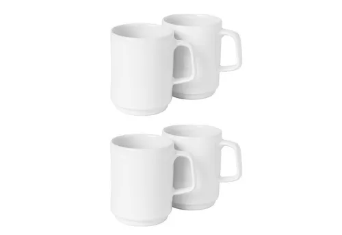 Berndorf Tasse Kaffee Tasse Kaffeetasse Becher Porzellantasse Teetasse Geschirr, 4-tlg., Porzellan, 0,3 l
