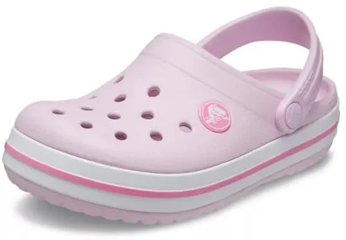 Crocs Crocband Clog K - Sportlicher Sommerschuh in Rosa-Weiß - Clogs mit Kontrast-Akzenten aus Croslite™, ideal für Freizeit und Zuhause. Leicht und bequem, perfekt für warme Tage.