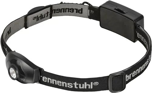 Brennenstuhl LED Kopflampe LuxPremium/leichte CREE LED Stirnlampe mit hellem Frontlicht (ideal zum Joggen, IP44, inkl. Batterien, 60m Leuchtweite, 100lm, Neigungswinkel einstellbar)