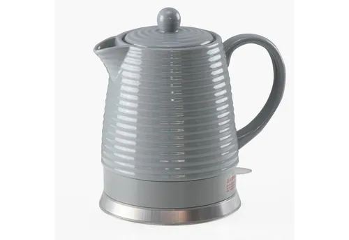 KVOTA Elektrischer Wasserkocher aus Keramik 1,5 l, grau - Wasserkocher in elegantem Öko-Design mit 1500 W Leistung, ergonomischem Griff und abnehmbarem Deckel für einfachen Gebrauch und Pflege.