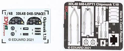 Eduard 1/48 Space de Havilland Chipmunk T.10 Innen 3D Aufkleber Radierung Teile Set (für Airfix) Kunststoff Modell Decals EDU3DL48048