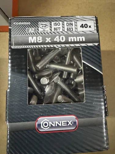 Connex Schloßschrauben mit Mutter A2 Rostfrei M 8 x 40 mm 40 Stück Edelstahl