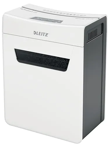 Leitz Aktenvernichter IQ 4M Protect Premium, 8094 - Aktenvernichter für Home Office mit Mikroschnitt (2 x 15mm), leise (55 dB) und Anti-Papierstau-Technologie für kontinuierliches Schreddern. 14 Liter Behälter mit Sichtfenster.