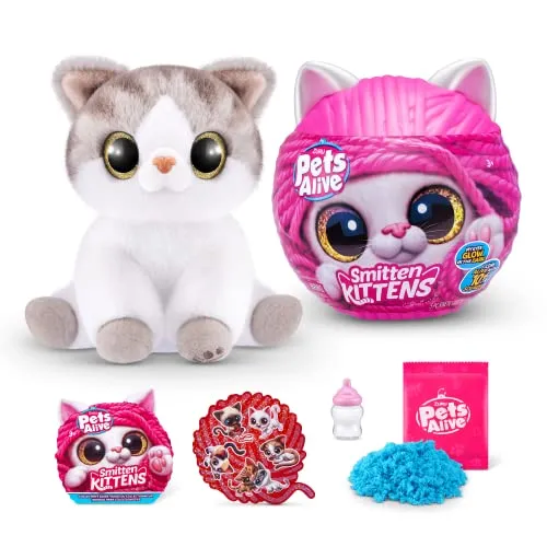 Pets Alive Smitten Kittens Surprise, Alli, Nurture Play, Kuscheltier zum Auspacken, Interaktiv, 10 Sounds, Ultraweiche Plüschtiere, Elektronisches Haustier-Kätzchen adoptieren (Alli)