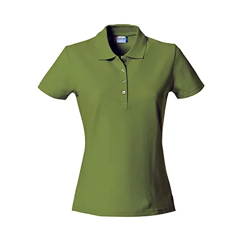 Clique - Poloshirt Halbarm Damen Basic Polo Ladies Slim Fit mit Baumwollknöpfen Frühjahr/Sommer in verschiedenen Farben und Größen (Army Green XL), militär-grün
