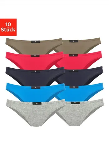 H.I.S Damen Slips 10er Pack (44, bunt) - Funktionsunterwäsche mit 10 elastischen Slips aus weicher Baumwoll-Stretch Qualität, ideal für hohen Tragekomfort und feminine Silhouette.