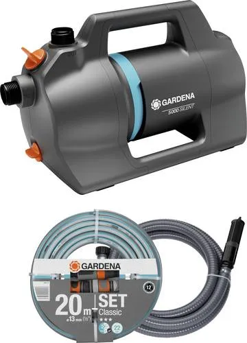 Gardena Gartenpumpe 5000 Silent Set – Leise und leistungsstark - Effiziente Bewässerung mit der Gardena Gartenpumpe 5000 Silent Set. Ideal für Gartenliebhaber, leise im Betrieb und robust für den täglichen Einsatz.