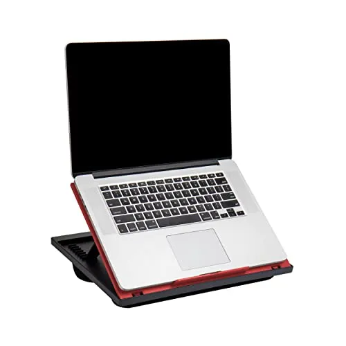Mind Reader Laptop-Ständer, Betttablett, zusammenklappbar, Kissen, tragbar, Wohnheim, Kunststoff, 37,5 cm L x 27,9 cm B x 18,5 cm H, Rot