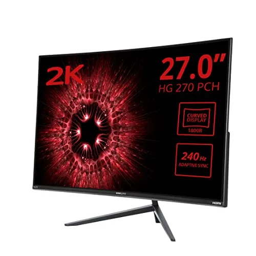 HANNspree HG270PCH 68,6cm (27) Curved 1800R, 240Hz, Gaming Monitor LED-Monitor Full HD, 250cd, HDMI DP, Lautsprecher Neigbar Pip PBP VESA, Schwarz