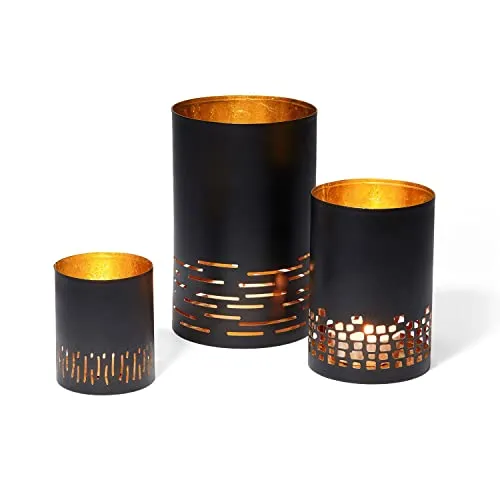 Philippi Guyana 3-teiliges Windlicht Set 20 cm in schwarz von Philippi