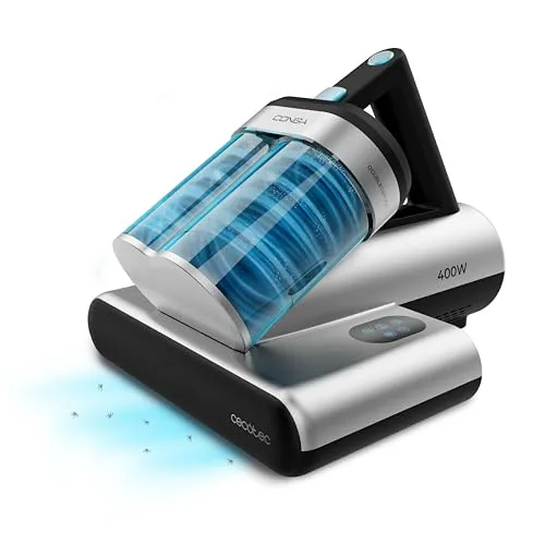 Cecotec Conga Rockstar 4000 Mattress Polsterreiniger - Matratzensauger mit 400W Leistung, UV-C-Licht für 99,9% Bakterienentfernung und motorisierter Power Brush für gründliche Reinigung und Allergene-Entfernung.