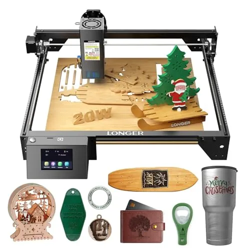 Longer RAY5 Laser Graviermaschine, 20W Laser-Ausgangsleistung, 3,5“ Farb-Touchscreen, Offline-Steuerung über App, Gravurwerkzeug für Metall/Glas/Holz, Arbeitsbereich 400x365mm