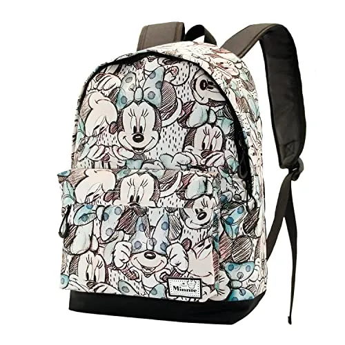 Karactermania Laptoprucksack Minnie Maus - Schulranzen mit praktischem Laptopfach, ideal für Schule und Freizeit, im stylischen Grau mit Minnie Maus Design.