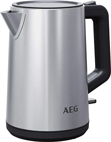 AEG K4-1-4ST Wasserkocher - Wasserkocher aus gebürstetem Edelstahl mit 1,7 l Fassungsvermögen, Einhandbedienung und Kalkfilter für besten Geschmack. Ideal für modernes Kochen!