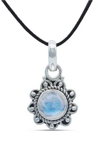 mantraroma Kettenanhänger 925 Silber mit Regenbogen Mondstein
