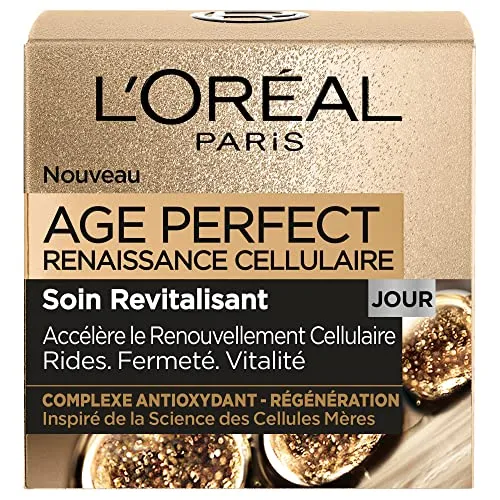 L'ORÉAL PARIS - Age Perfect Renaissance Cellulaire Creme de Jour - 50 ml - Tagespflege mit dreifacher Anti-Aging-Wirkung: Reduziert Falten, verbessert die Hautfestigkeit und verleiht Vitalität. Angereichert mit Antioxidantien schützt sie die Haut und sorgt für ein strahlendes Aussehen.