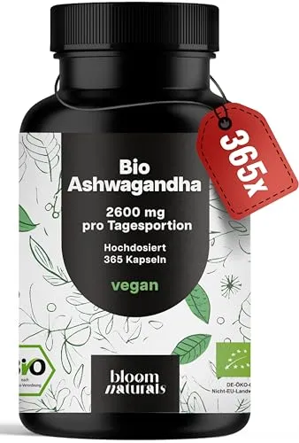 Hochdosierte Ashwagandha Kapseln – 365 vegane Kapseln