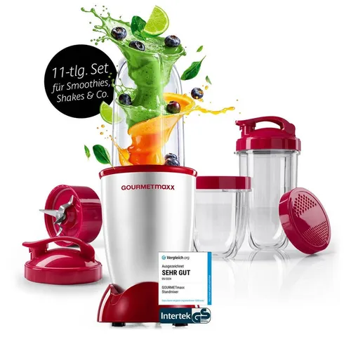 GOURMETmaxx Standmixer Mr. Magic 400W mit Zubehör - Standmixer für vielseitige Genussmomente: Bereite cremige Smoothies, Shakes und mehr mit 3 Mixbechern und kraftvollem 400-Watt-Motor für perfekte Ergebnisse in Sekundenschnelle!