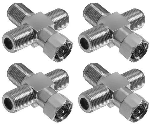 Poppstar 4x Sat TV Verteiler Kreuz-Stück, Antennen Splitter f. Antennenkabel