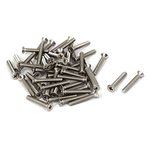 sourcing map M2.5x16mm 316 Edelstahl Flachkopf Kreuzschlitz Maschinenschrauben Befestigungselemente 50 Stk