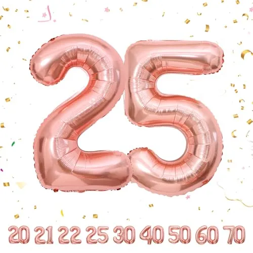 Geburtstag Deko zahlen luftballon 25 jahre | Folienballon Roségold