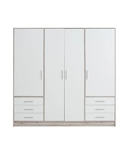 FORTE Kleiderschrank Jupiter - Moderner Stauraum mit Schubladen - Kleiderschränke in puristischem Design, Made in Europe. Erhältlich in 2 Breiten und 4 Farben, bietet er viel Platz und flexible Einlegeböden für Ihre Kleidung.