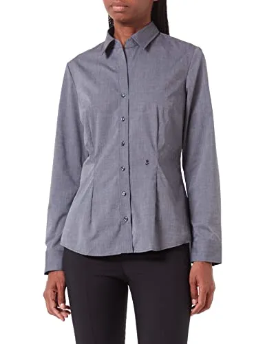 Hemdbluse SEIDENSTICKER Damen 3XL, grau - Elegante Slim Fit Hemdbluse aus 100% Baumwolle, bügelfrei und ohne Ausschnitt. Ideal für modische Professionalität und feminine Stärke in jeder Garderobe.