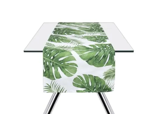 Excelsa Tischläufer Foliage 45x140 cm - Bunt und Elegant - Tischläufer aus 100% Baumwolle mit lebendigem Blattdruck, maschinenwaschbar und ideal für ein stilvolles Ambiente. Verleihen Sie Ihrem Tisch eine frische Note!