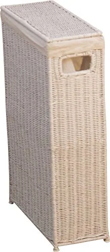 HOFMANN LIVING AND MORE Wäschekorb - Wäschekorb für schmale Nischen, nur 16 cm breit, handgefertigt aus Rattan und Eisen in elegantem Weiß, ideal für platzsparende Lösungen.