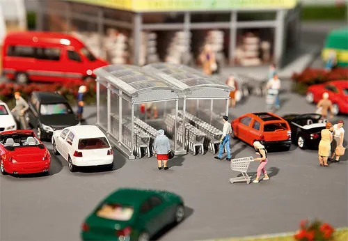 Faller 180606 Spur H0 - Moderner Einkaufswagen- Unterstand NEU und OVP